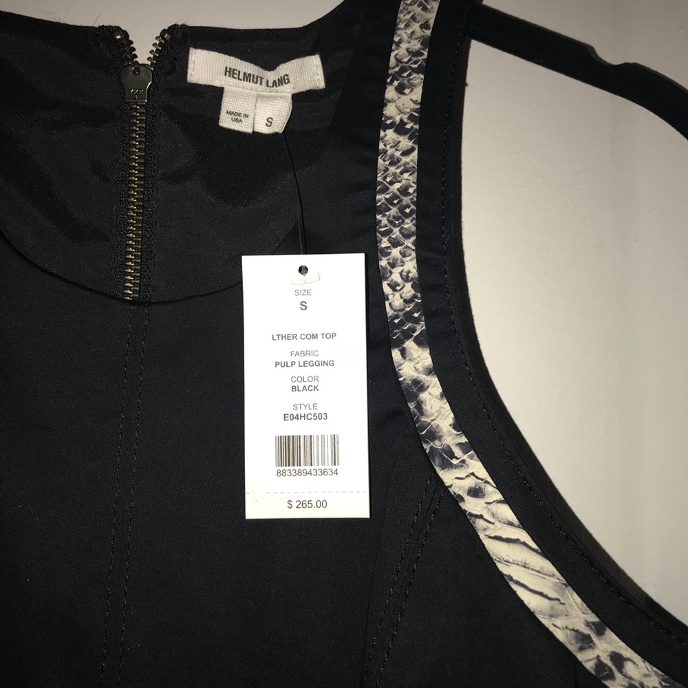 NWT Helmut Lang Racer Tank Blouse with Python - Picture 5 of 5